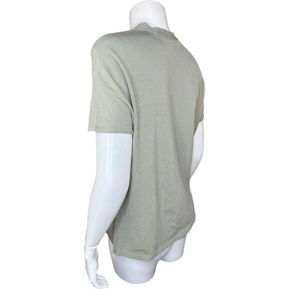 Talbots Large Petite Womens Light Olive Green Short Sleeve Stretch Top NWT - Picture 9 of 12